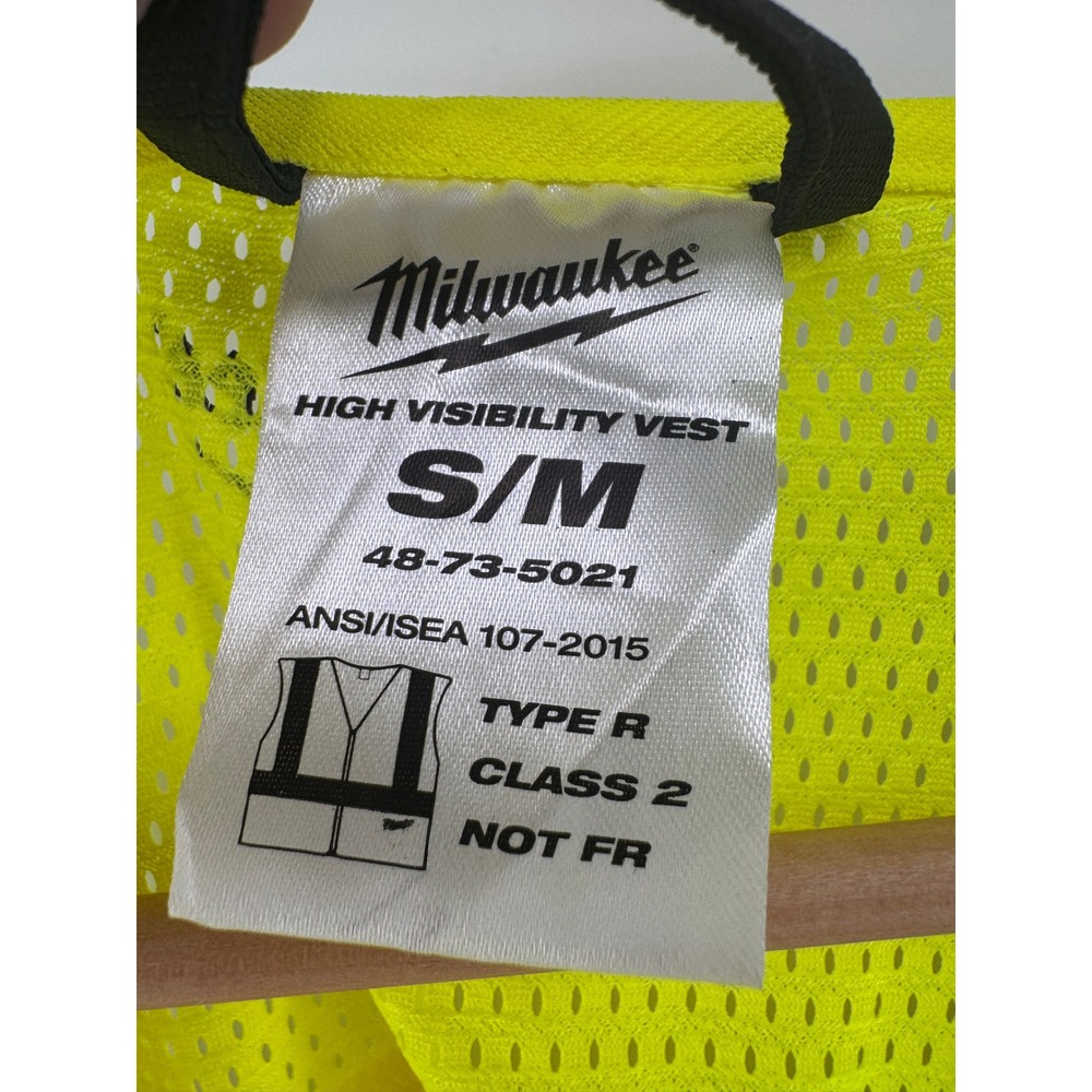 Milwaukee ANSI‎ Class 2 Safety Vest Yellow Reflective Mens S/M 48-73-5021 - Picture 5 of 9
